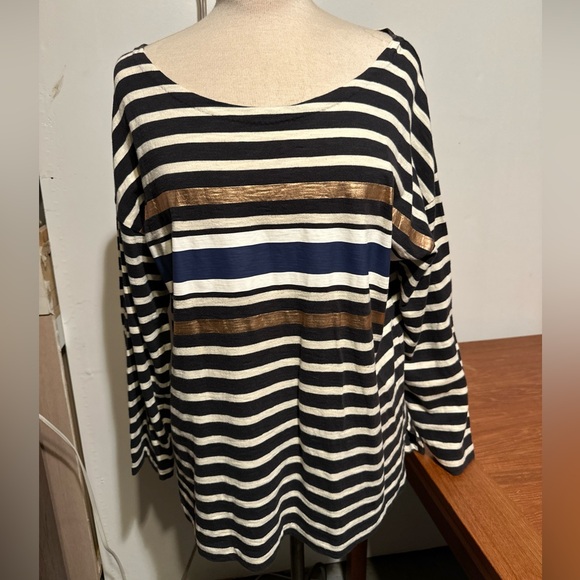 Women’s J. Crew  T-shirt Top Cotton Striped Long Sleeve Size XL - Picture 1 of 13